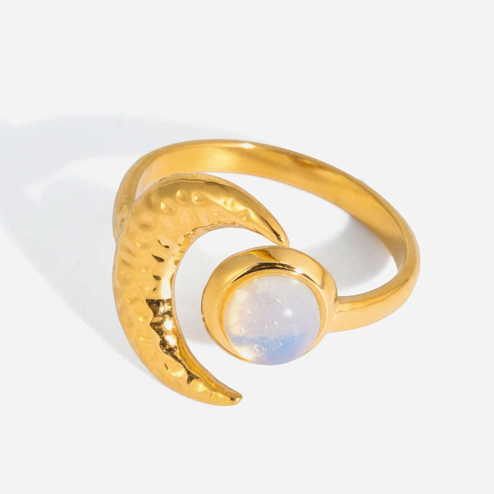 Stainless Steel Moon Ring Chic Fashionable And Exuding A Sense Of Luxury