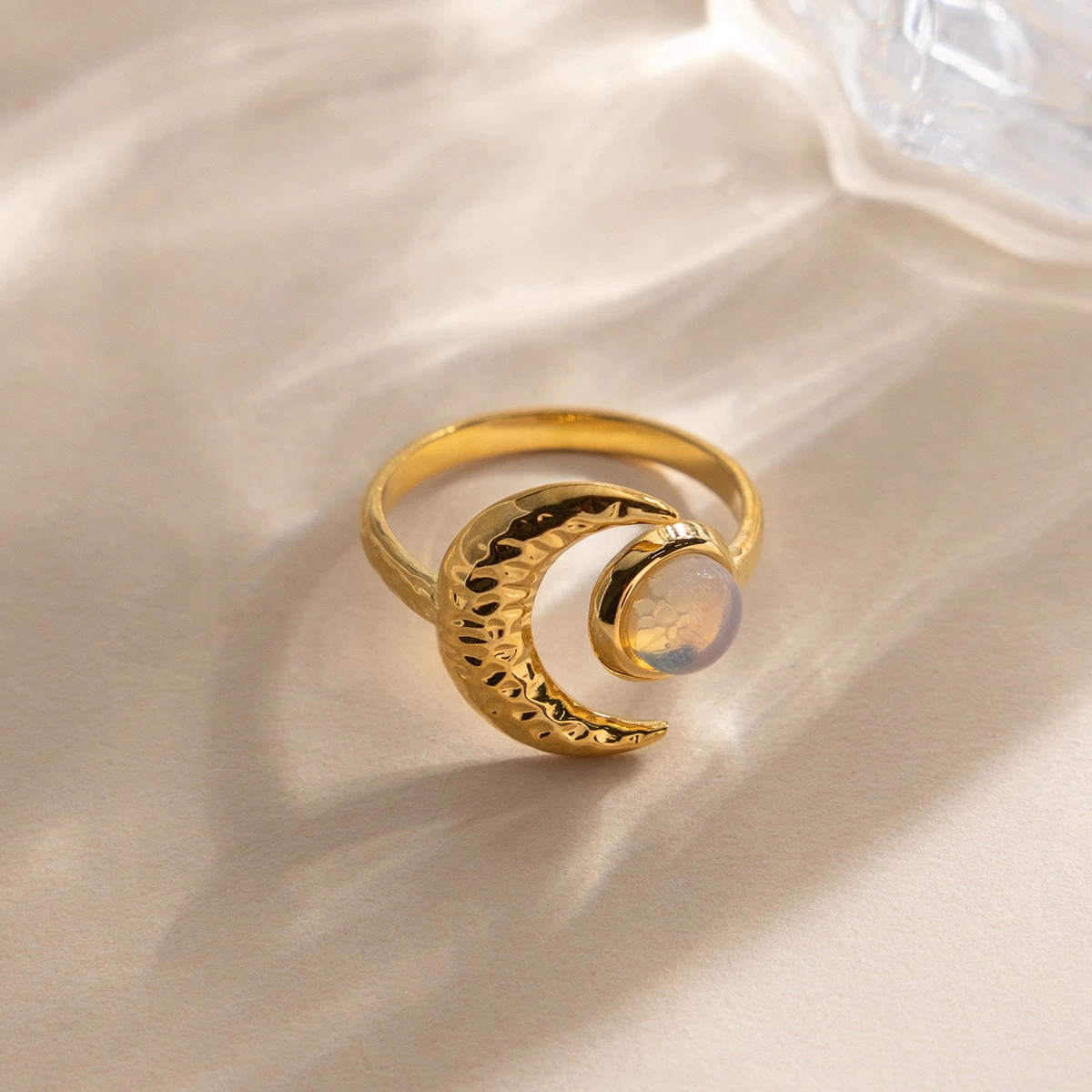 Stainless Steel Moon Ring Chic Fashionable And Exuding A Sense Of Luxury