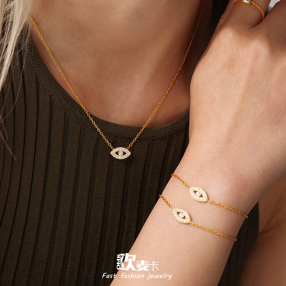 5A Zircon Multi-Layer Clavicle-Length Ultra-Fine Necklace Stainless Steel Bracelet