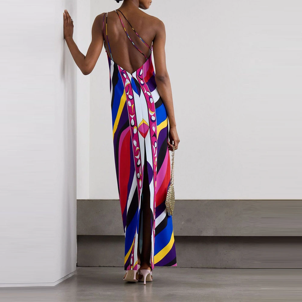 Casual Intellectual Style Halterneck Printed Dress For Women