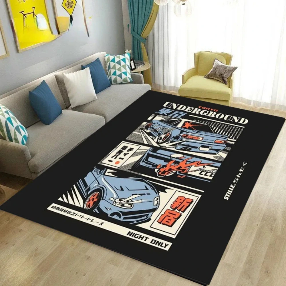 Racing Printed Anti Slip Flannel Carpet