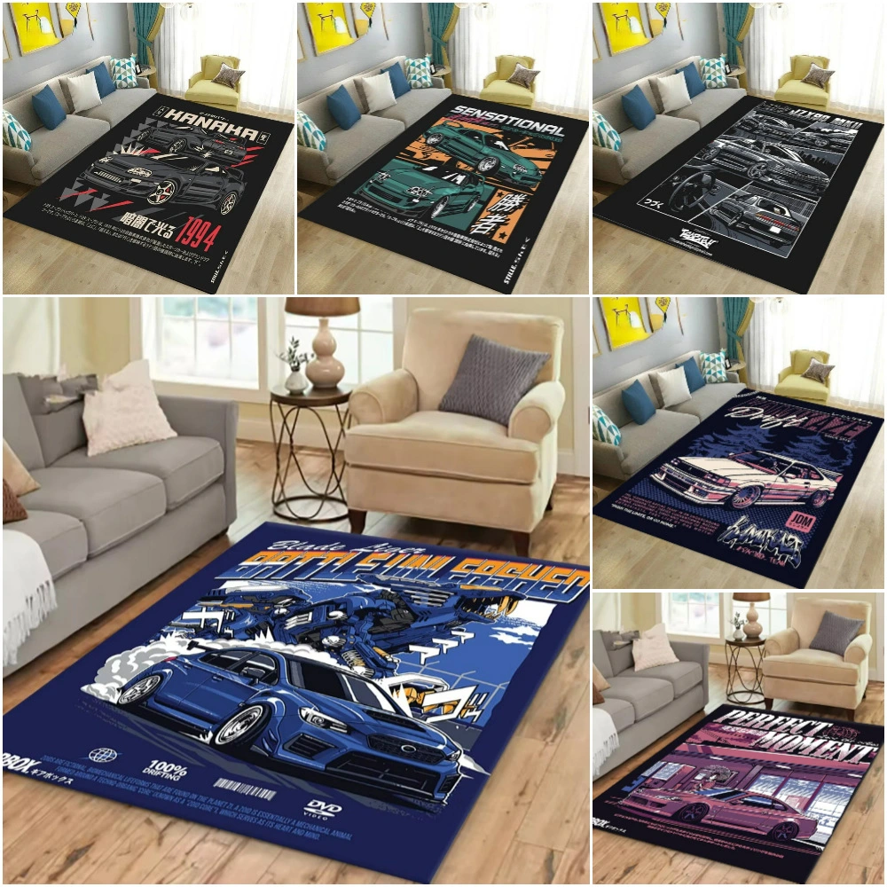 Racing Printed Anti Slip Flannel Carpet