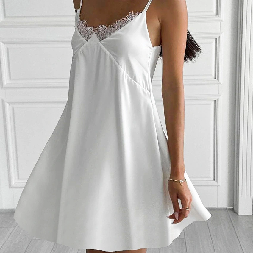Women's Skin-friendly Soft Satin-and-lace Slip Nightgown