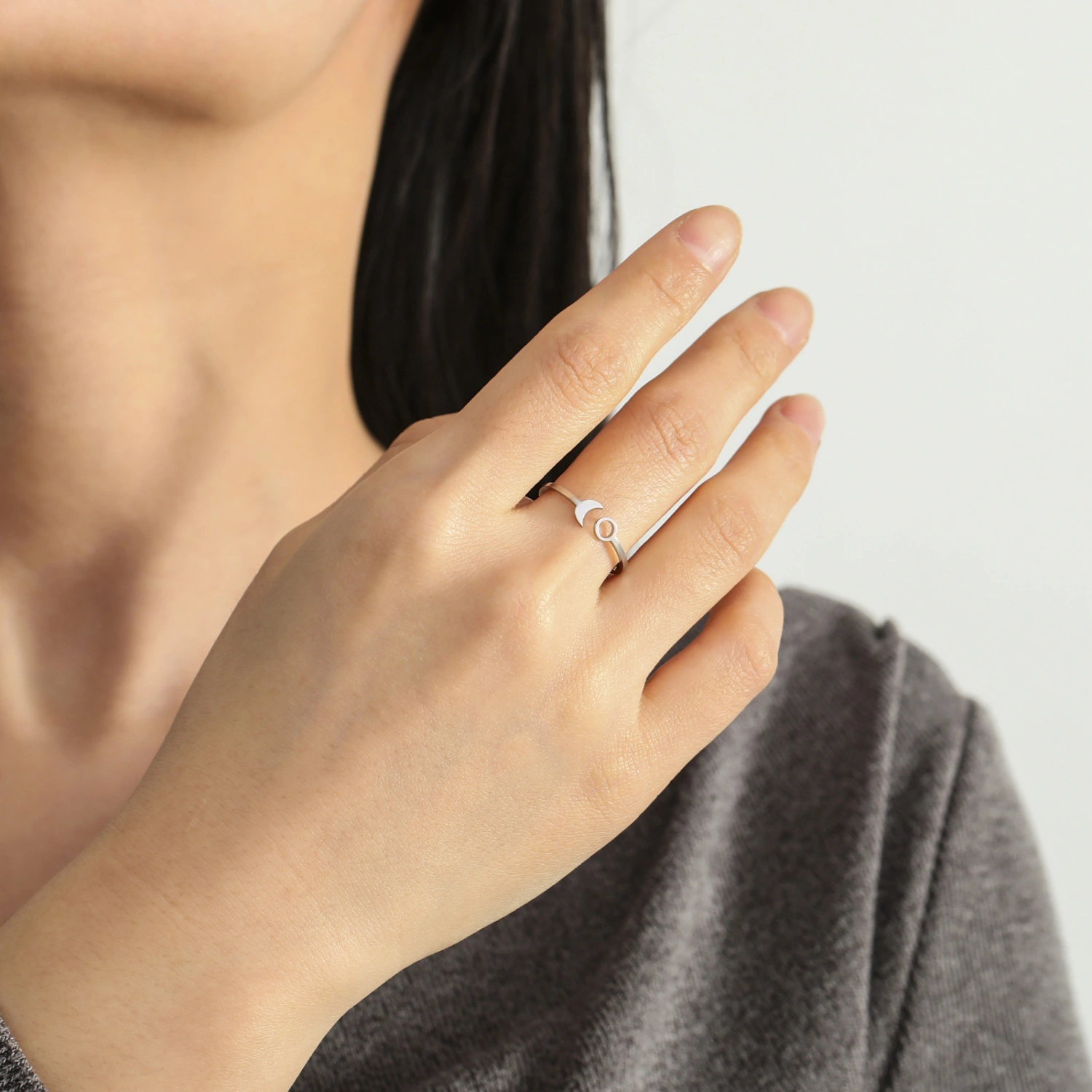 Star And Moon Ring Stainless Steel Adjustable