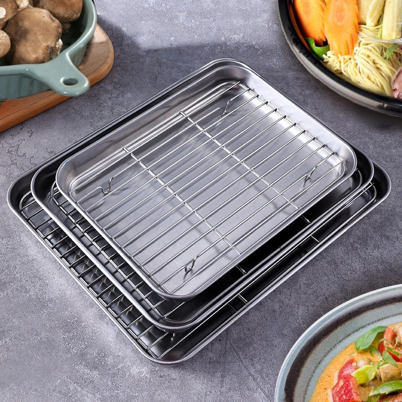 New Stainless Steel Tray With Filter Mesh, Rectangular Shape