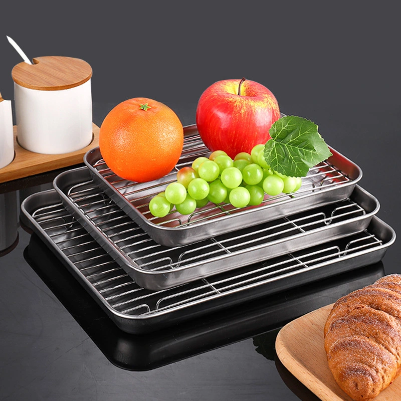 New Stainless Steel Tray With Filter Mesh, Rectangular Shape