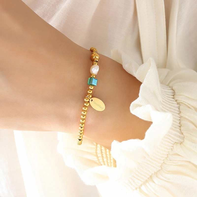 Freshwater Pearl Patchwork Beaded Bracelet Vintage Niche