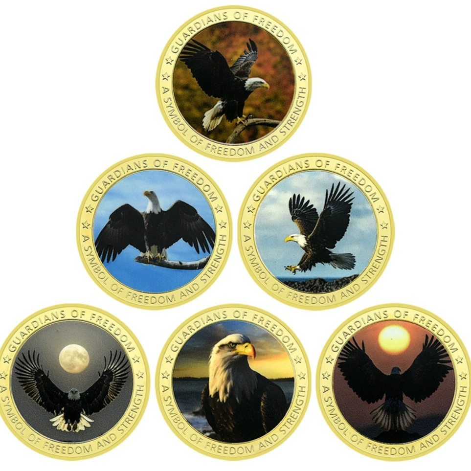 Bald Eagle Gold Commemorative Coin Lucky Auspicious Bird Medal Commemorative Badge