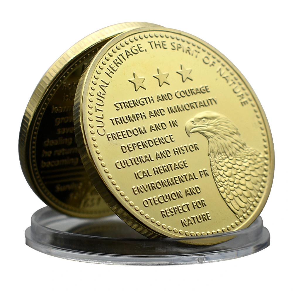 Bald Eagle Gold Commemorative Coin Lucky Auspicious Bird Medal Commemorative Badge