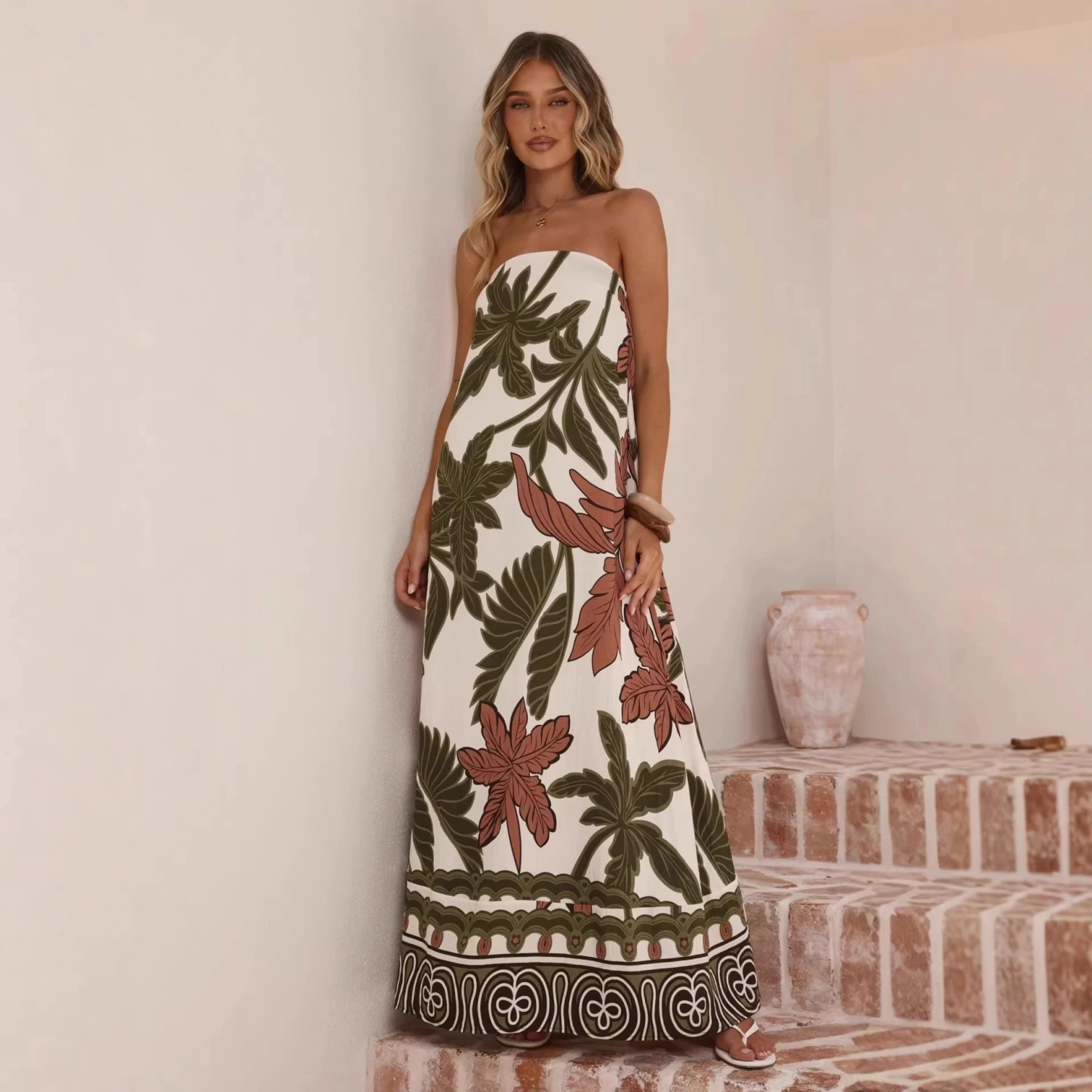 Summer New Arrival Printed Tube Dress