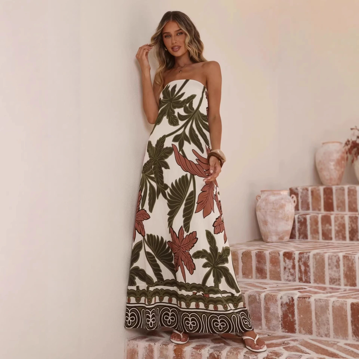 Summer New Arrival Printed Tube Dress
