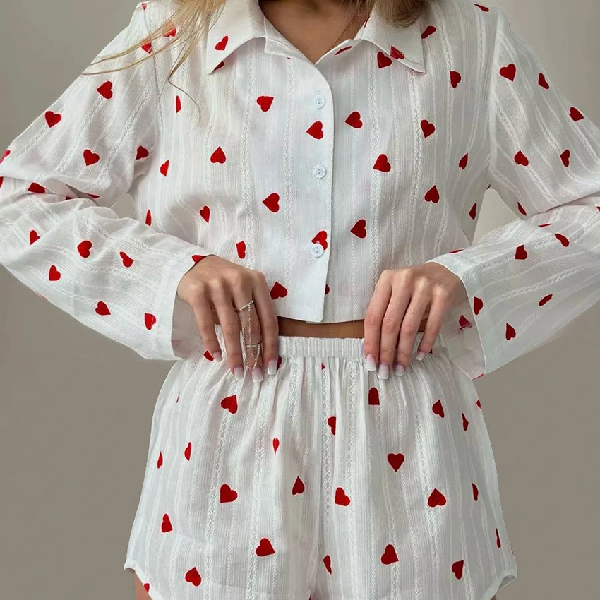 Summer New Heart Jacquard Womens Set