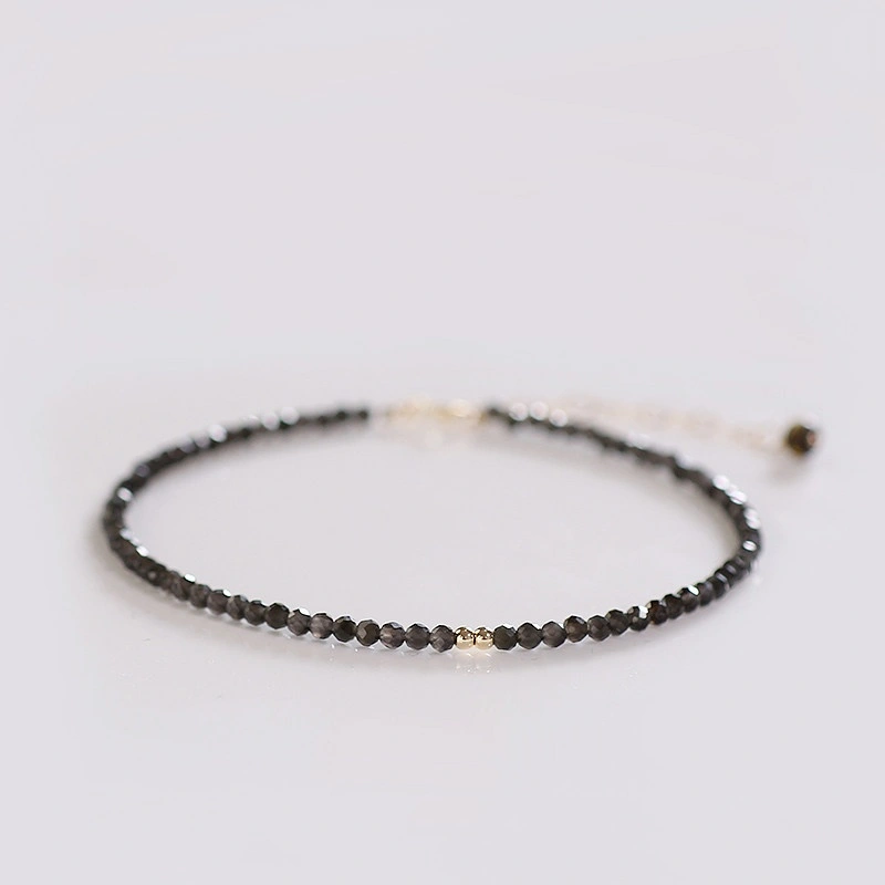 Ultra-fine Natural Obsidian Anklet For Women