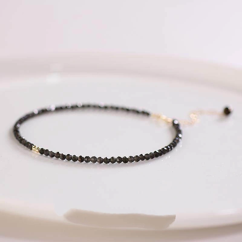 Ultra-fine Natural Obsidian Anklet For Women