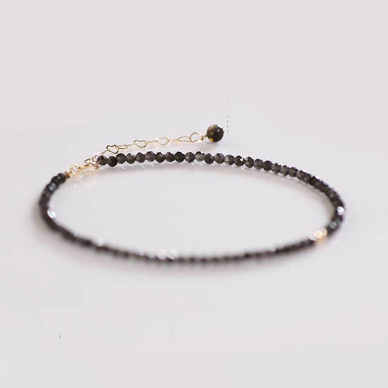 Ultra-fine Natural Obsidian Anklet For Women