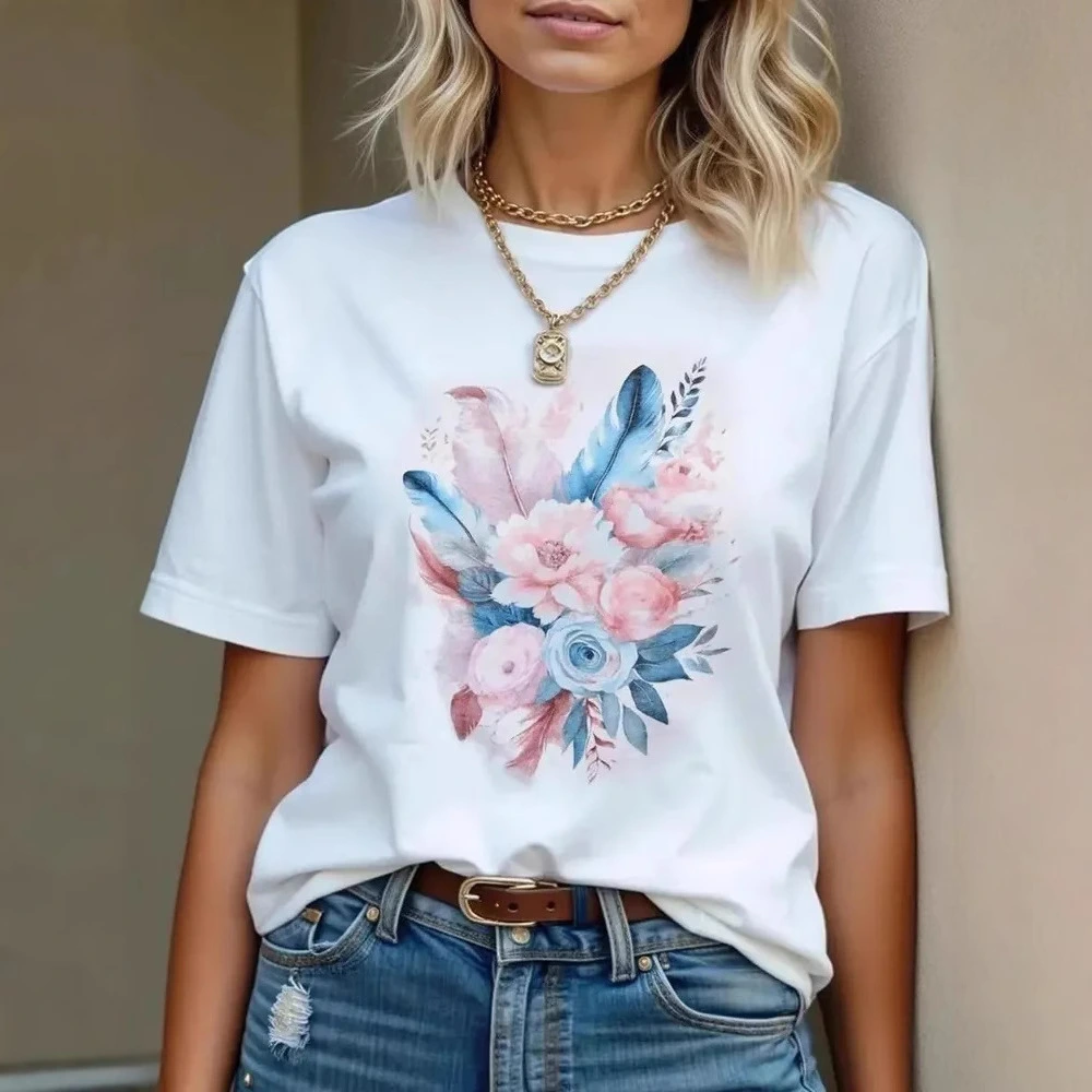 Printed Comfortable Casual T-shirt Pure Cotton