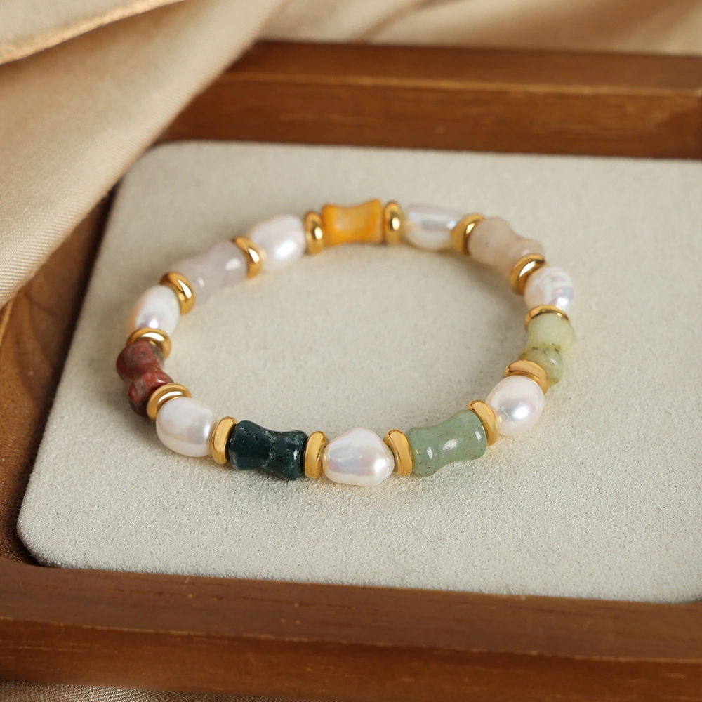 Retro Luxe Natural Stone Handmade Beaded Bracelet For Women