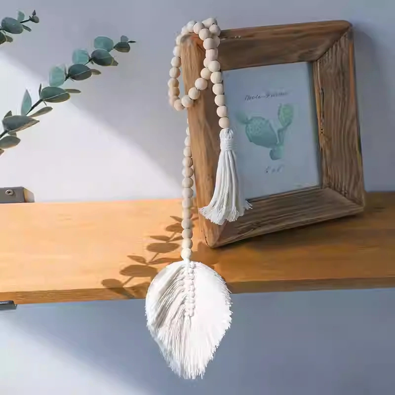 Handwoven Tassel Pendant Wooden Bead Leaf Curtain Tiebacks