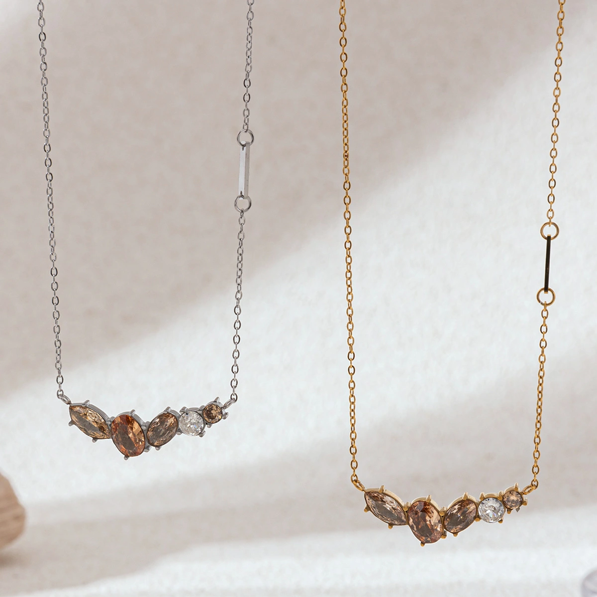Stainless Steel Zircon-studded Necklace For Women