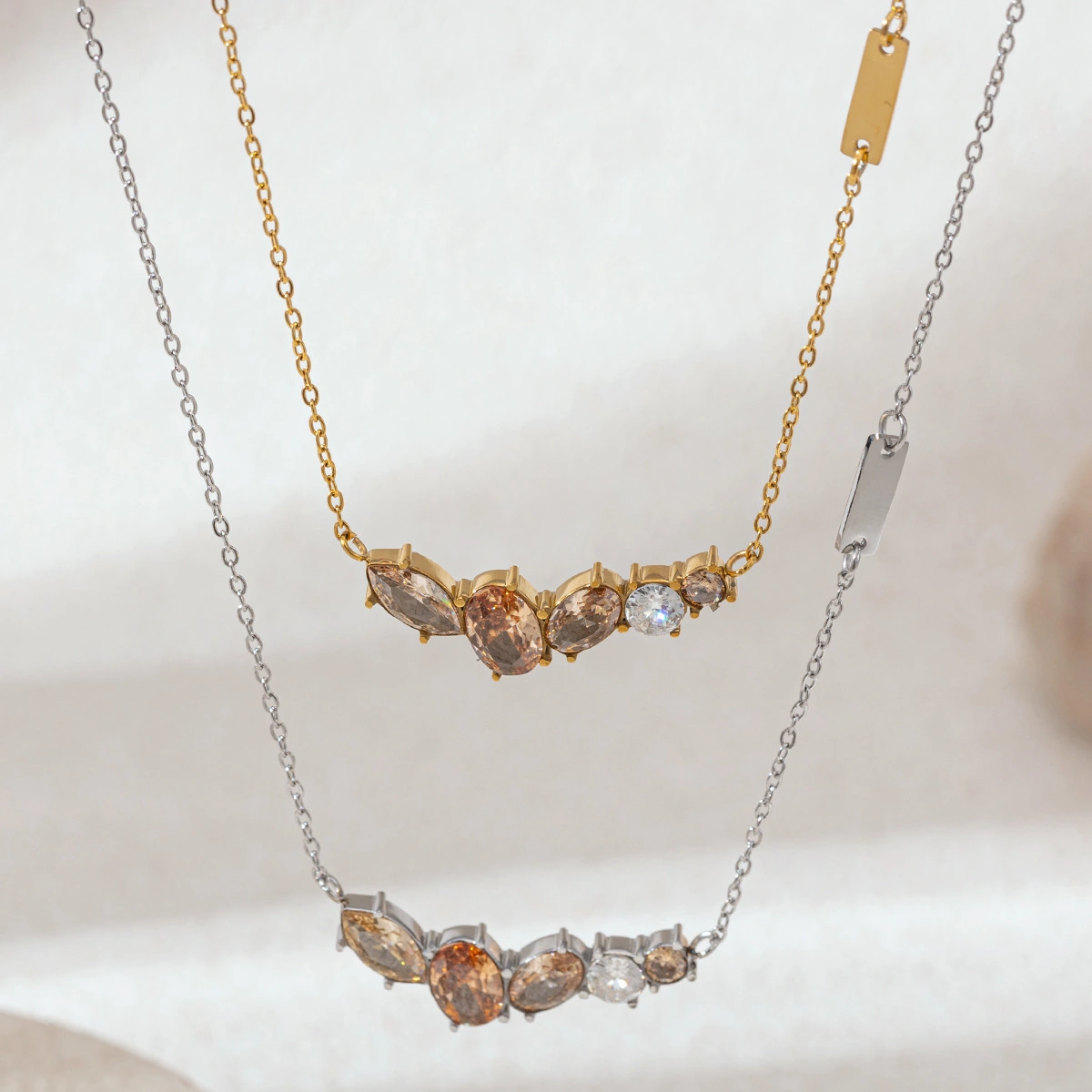 Stainless Steel Zircon-studded Necklace For Women