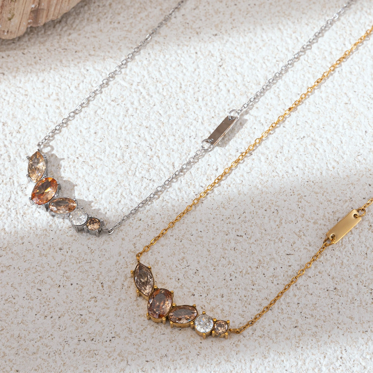 Stainless Steel Zircon-studded Necklace For Women