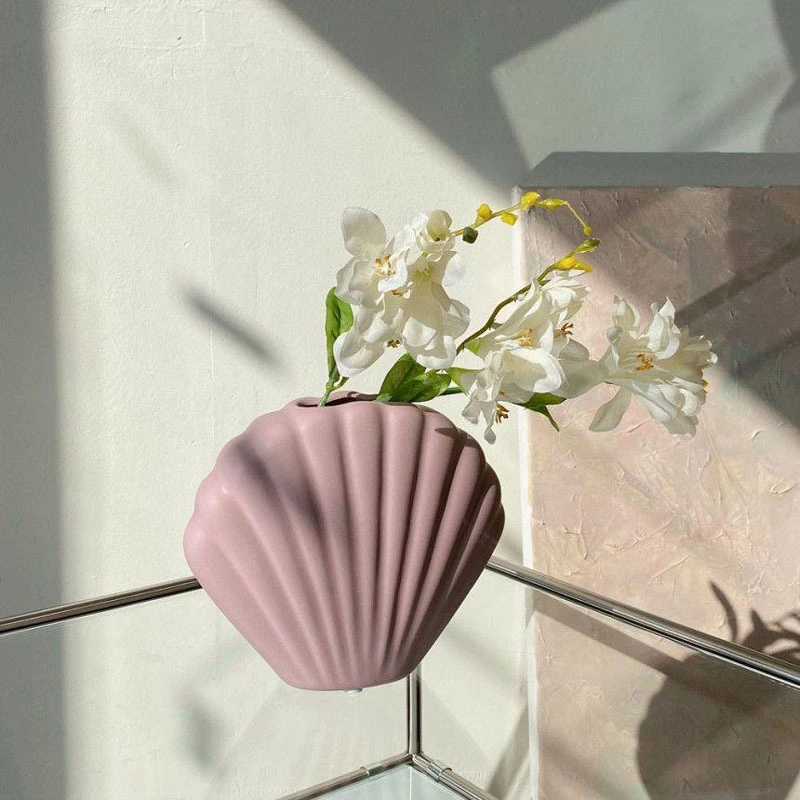 Cute Desktop Ceramic Shell Vase Tabletop Small Ornament
