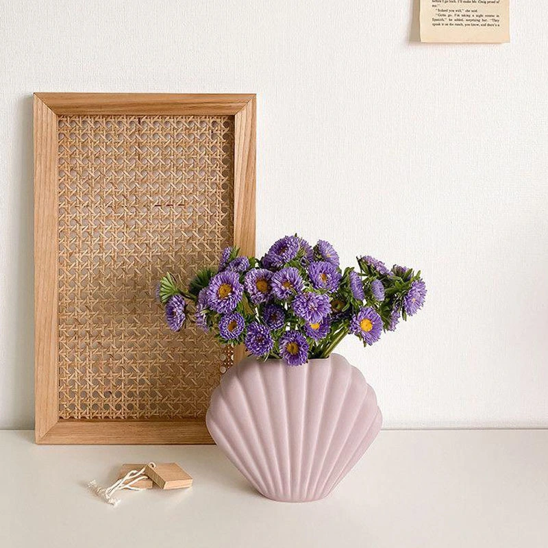 Cute Desktop Ceramic Shell Vase Tabletop Small Ornament