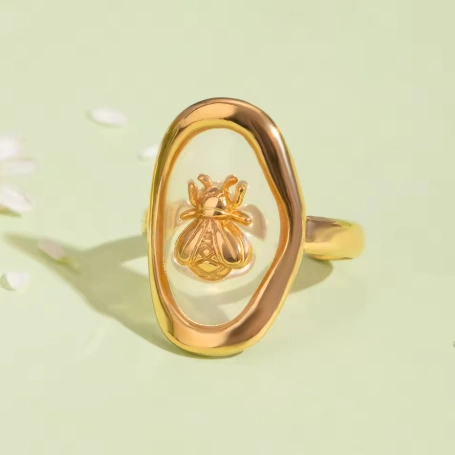 Retro Stainless Steel Gemstone Ring For Women