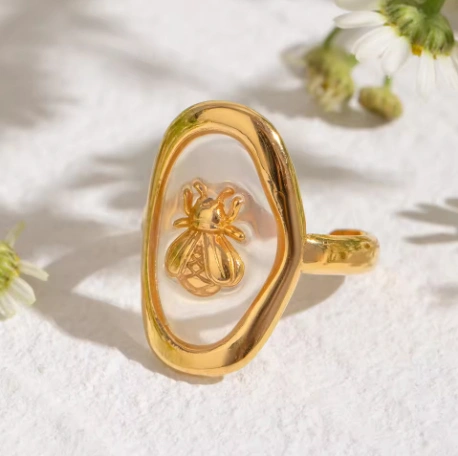 Retro Stainless Steel Gemstone Ring For Women
