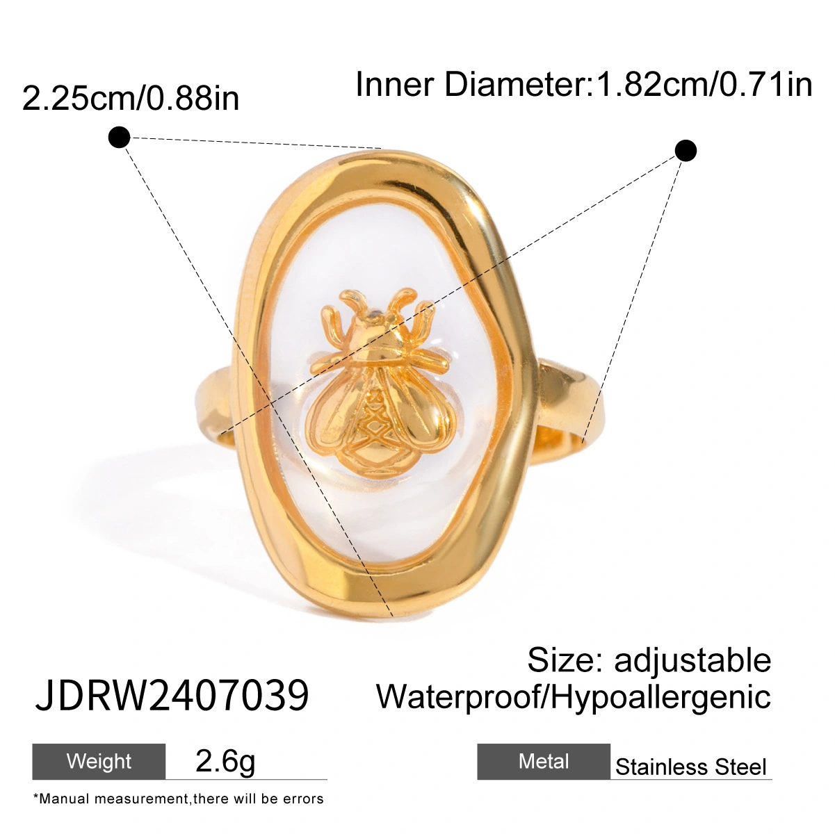 Retro Stainless Steel Gemstone Ring For Women