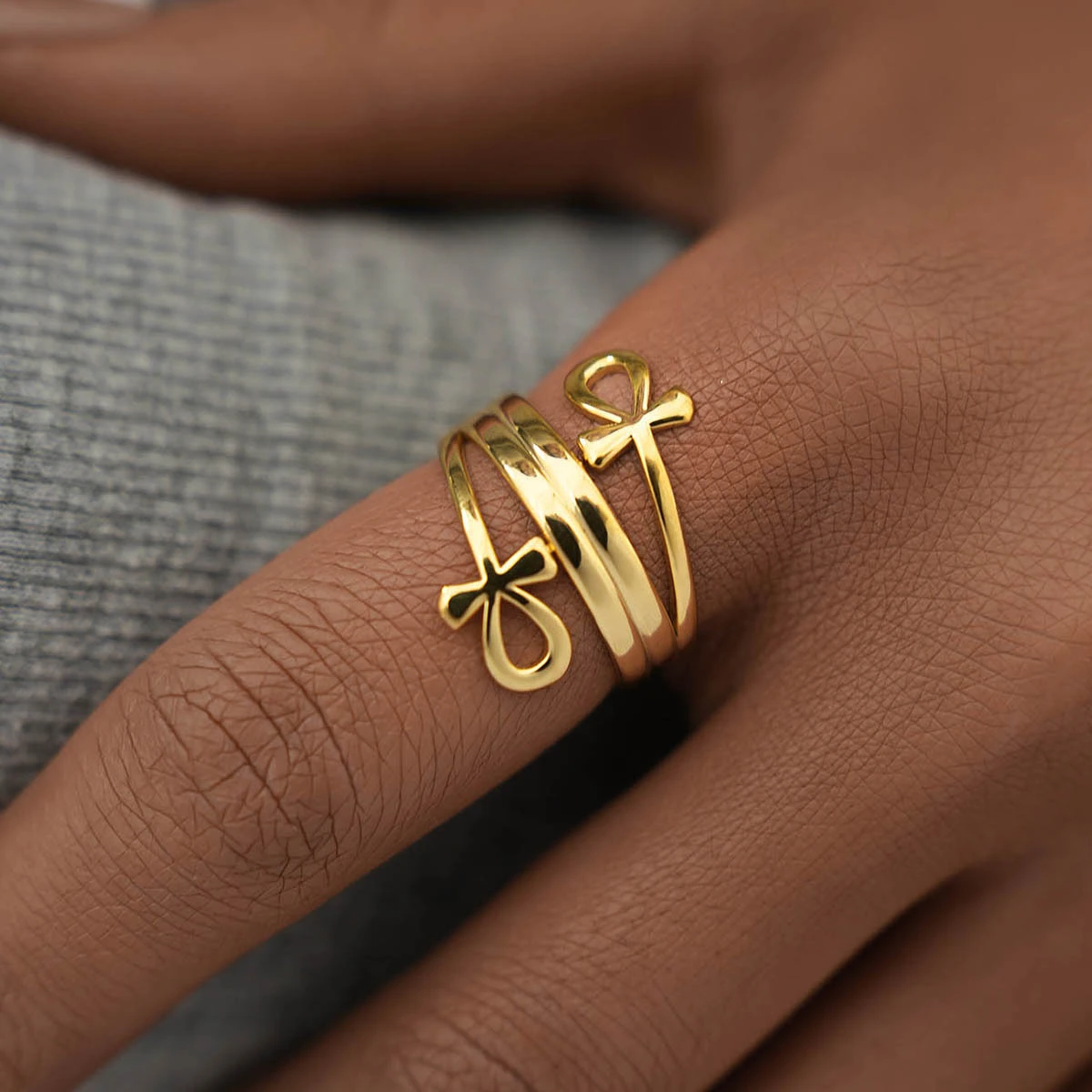Stainless Steel Double-Layer Bowknot Open Ring For Women