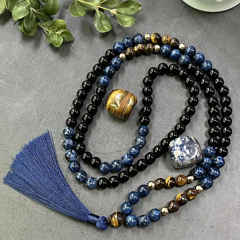 8mm Natural Stone 108 Mala Bead Necklace
