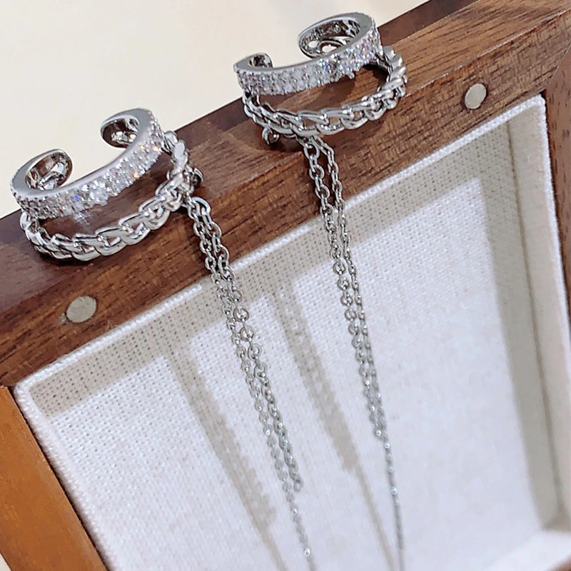Tassel Diamond-studded Ear Cuff Earrings