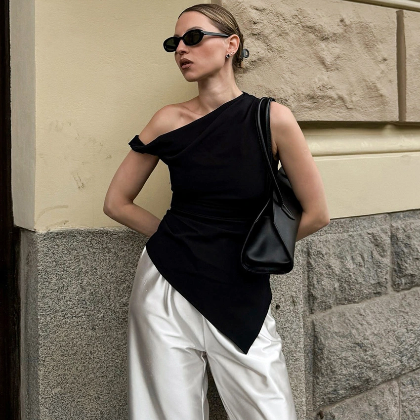 Solid-color Irregular Women's Elegant Commuter Vest