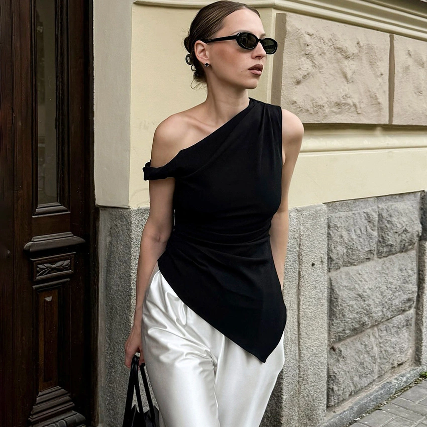 Solid-color Irregular Women's Elegant Commuter Vest