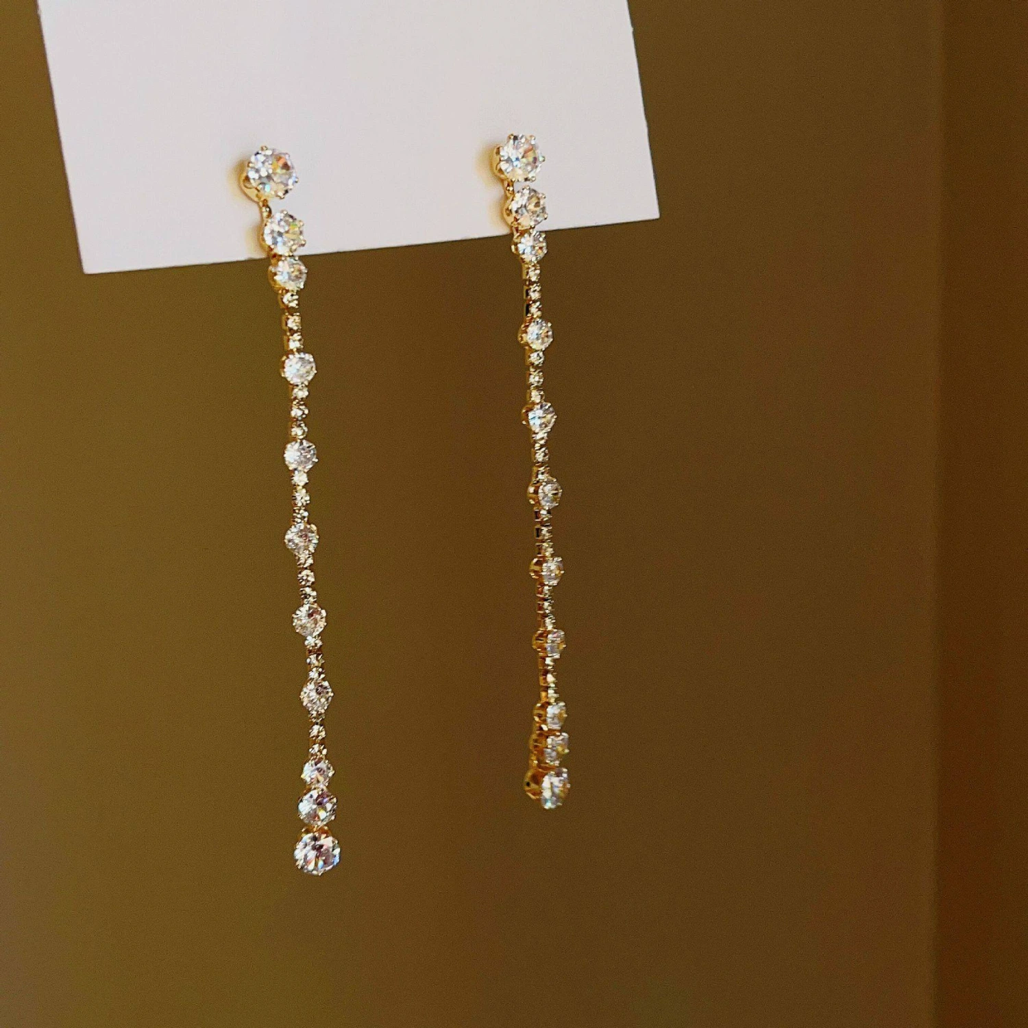 Silver Needle Zircon Round Tassel Earrings