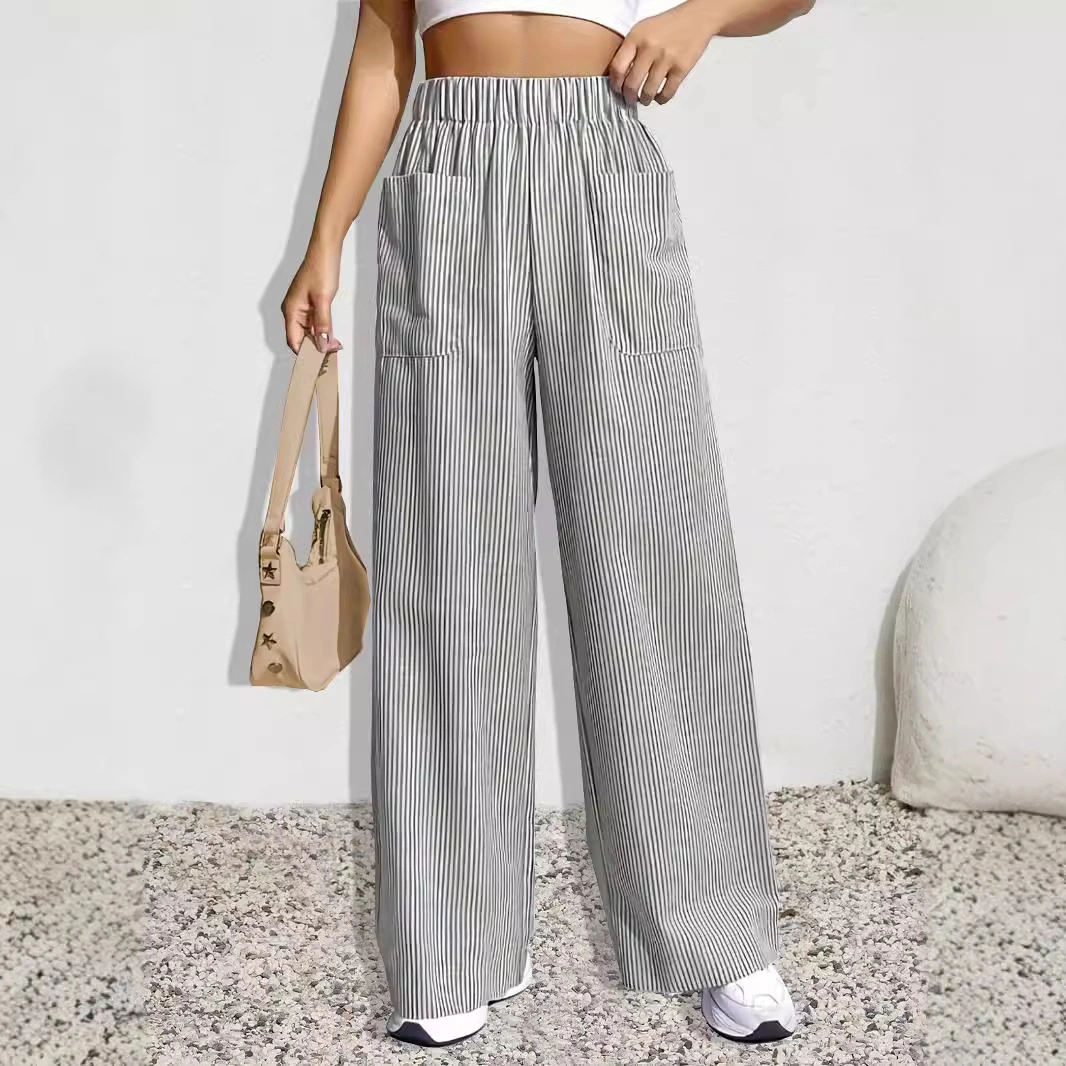 Women's Summer New Arrival Retro Casual Striped Trousers Fashionable