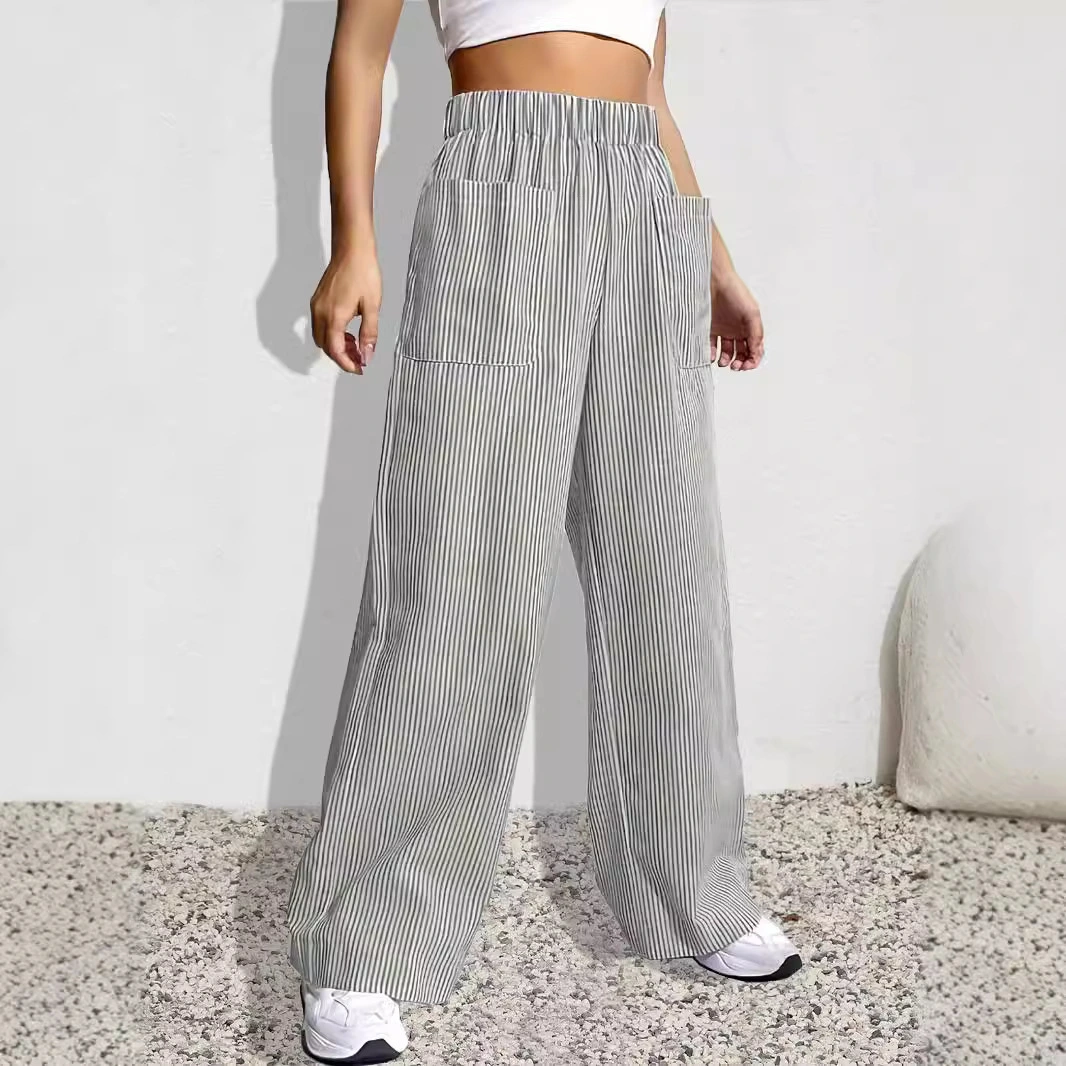 Women's Summer New Arrival Retro Casual Striped Trousers Fashionable