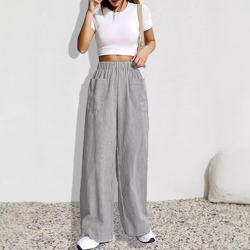 Women's Summer New Arrival Retro Casual Striped Trousers Fashionable