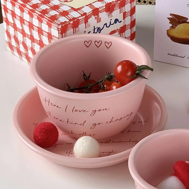 Pink English-style Matte Tableware Set Simple And Cute