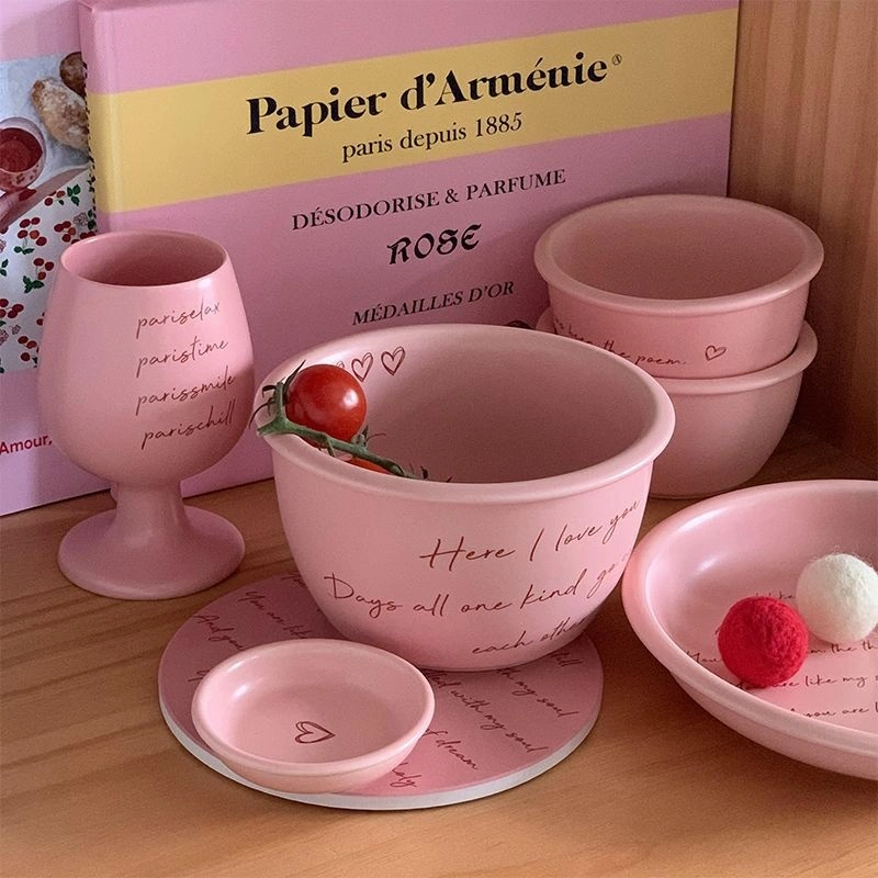 Pink English-style Matte Tableware Set Simple And Cute