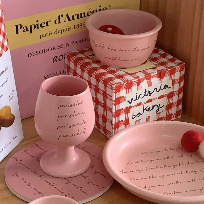 Pink English-style Matte Tableware Set Simple And Cute