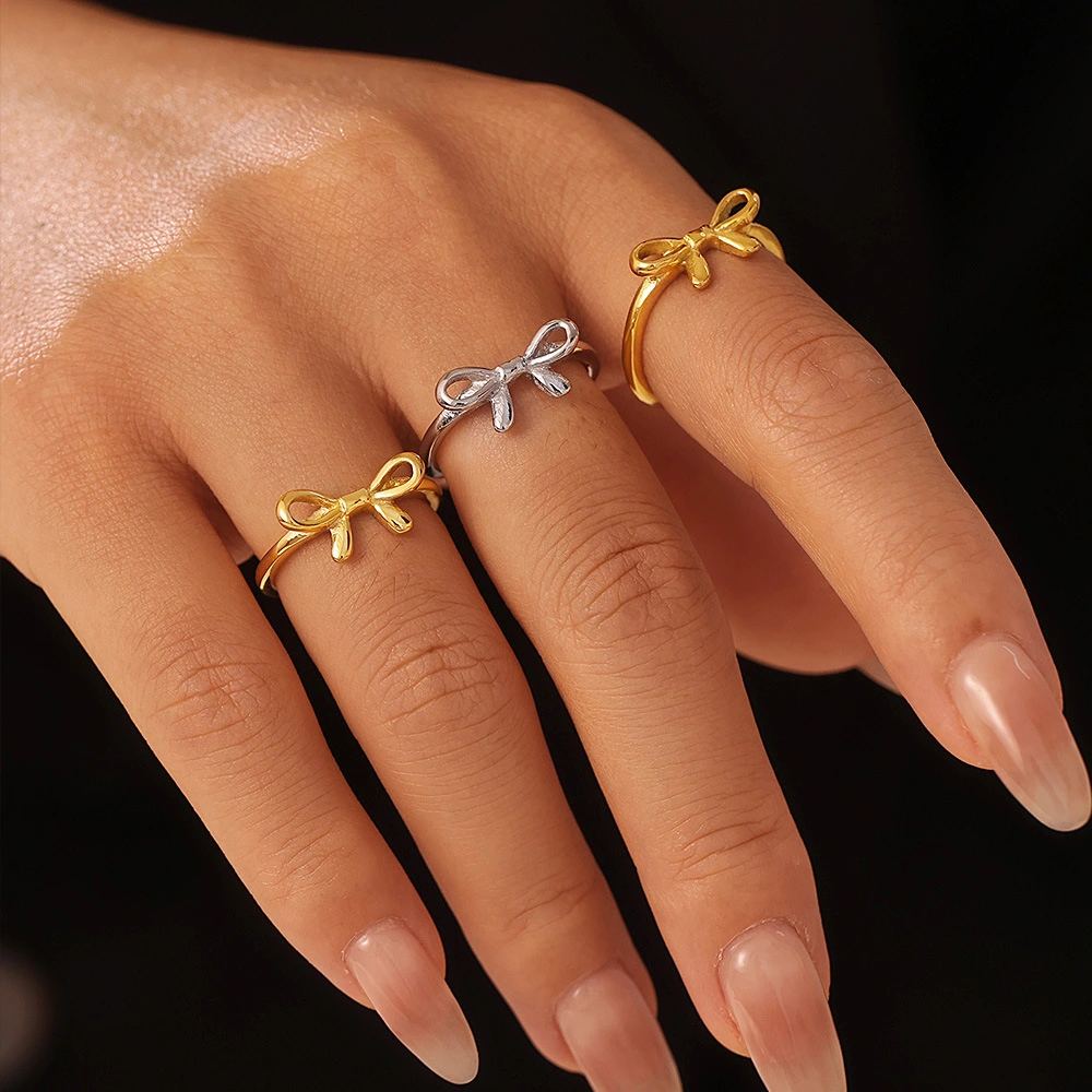 Stainless Steel 18K Gold-plated Ring For Women