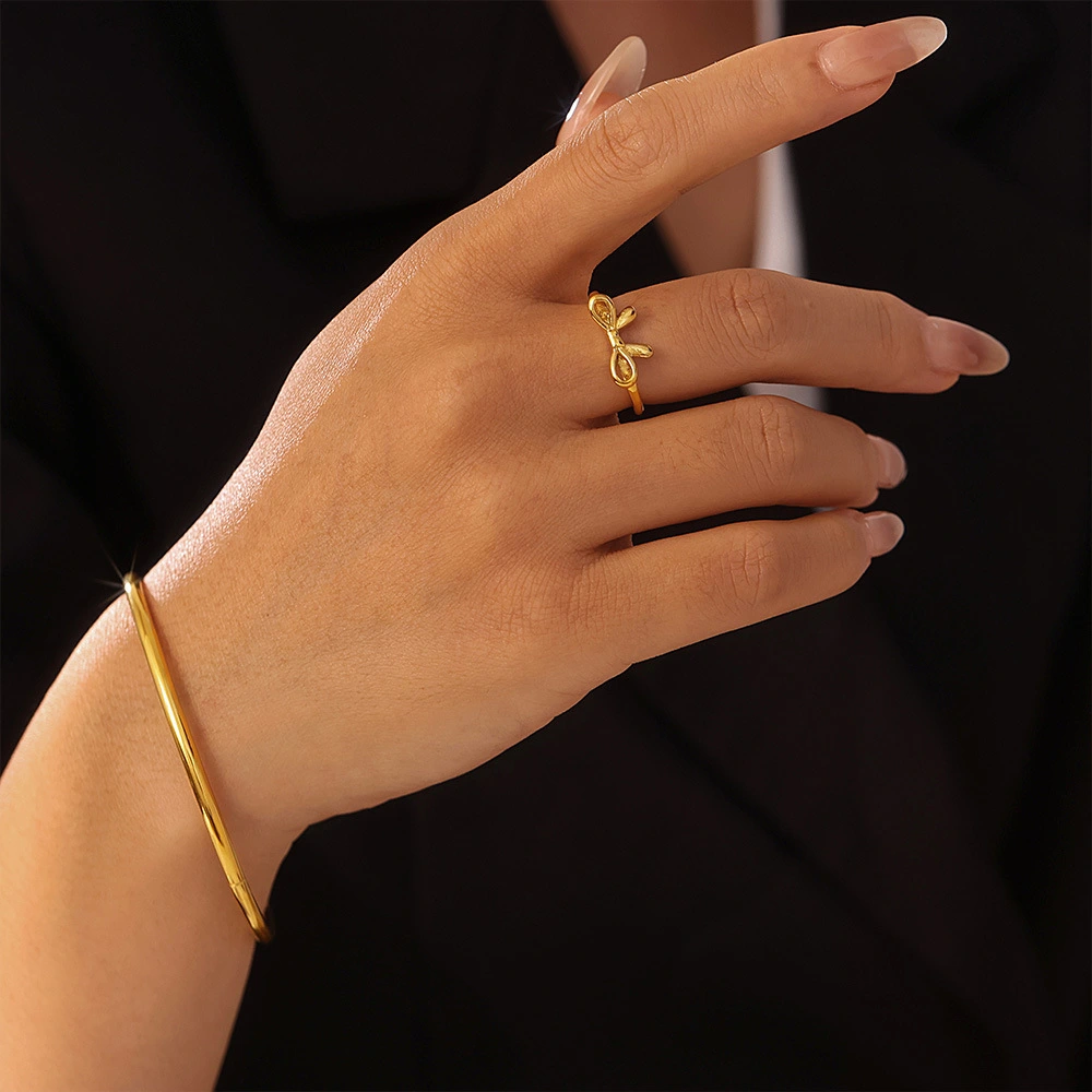 Stainless Steel 18K Gold-plated Ring For Women