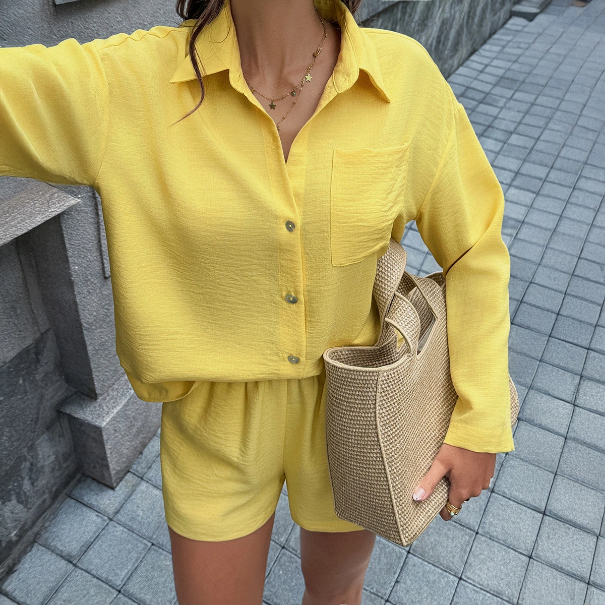 Elegant Slimming High-Waisted Shirt Set For Women