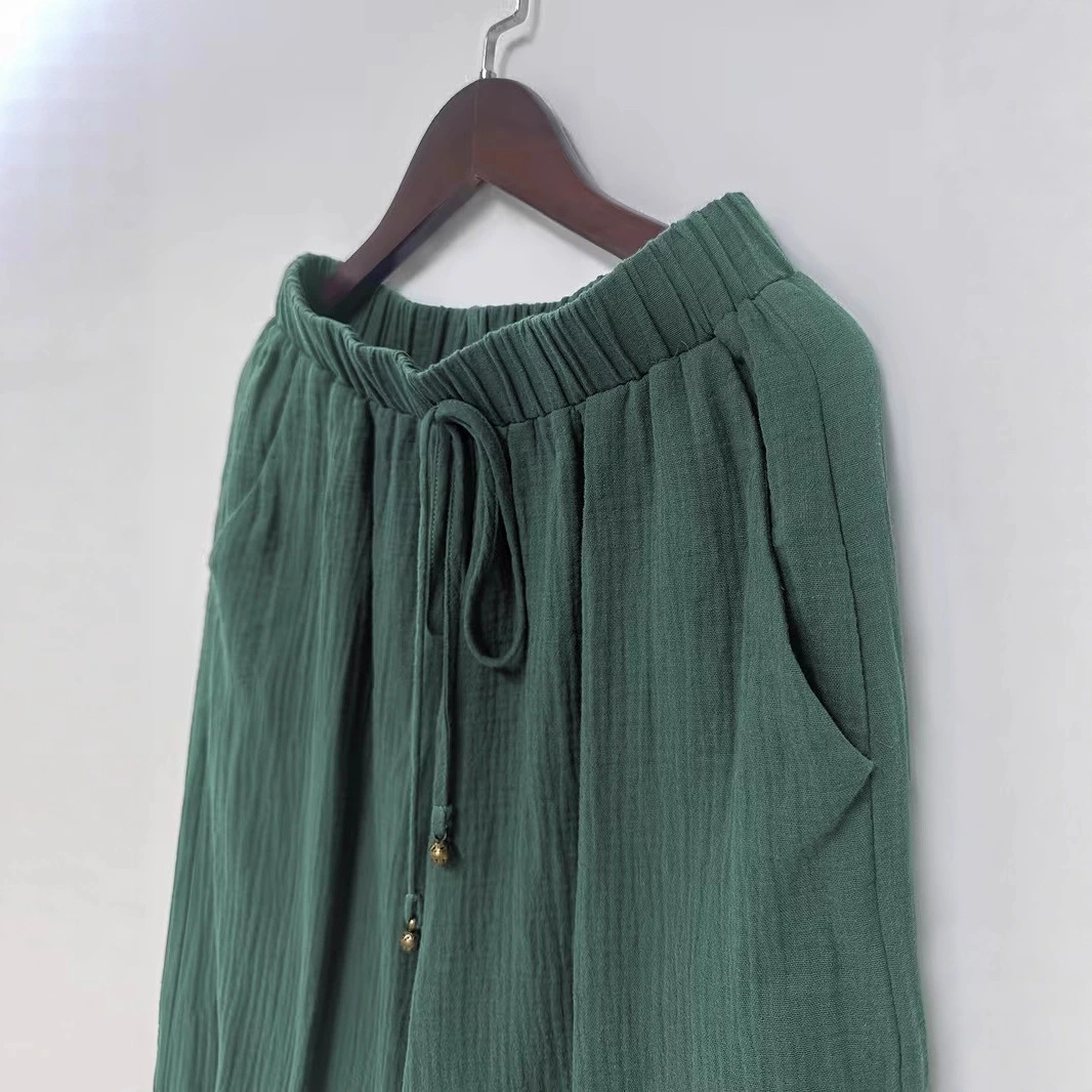 Elastic-waist Drawstring Pants With Patch Pockets And A Lantern-leg Silhouette