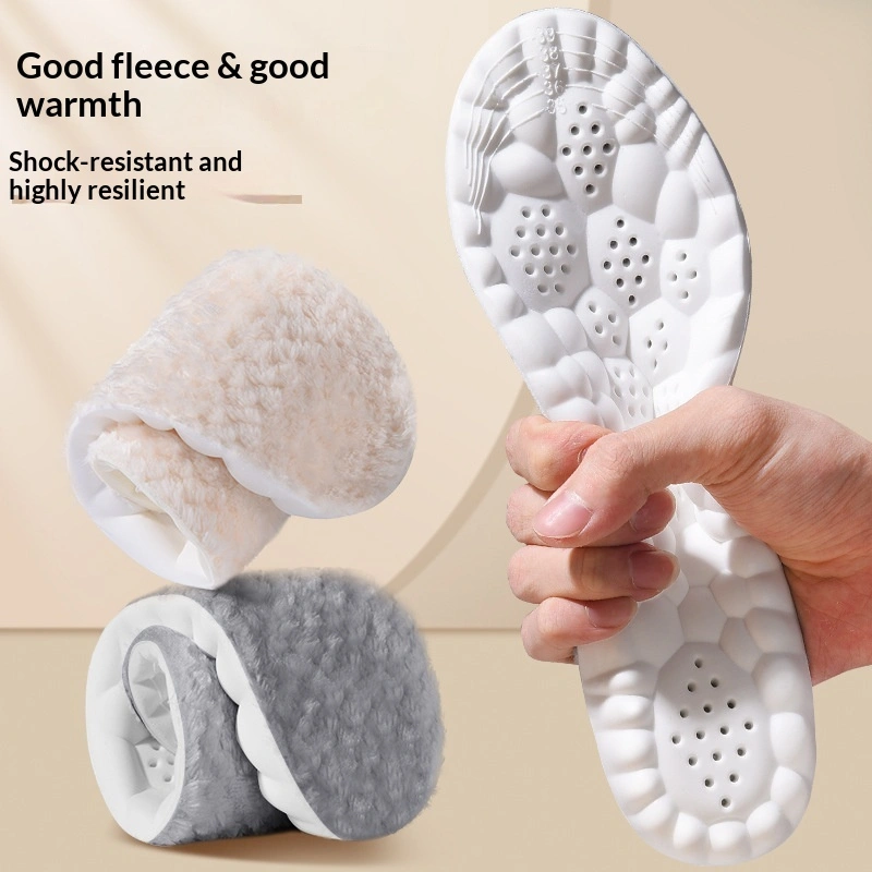 Thermal Fleece-Lined Thickened Pineapple-Grain Odor-Resistant And Breathable Flannel Insoles