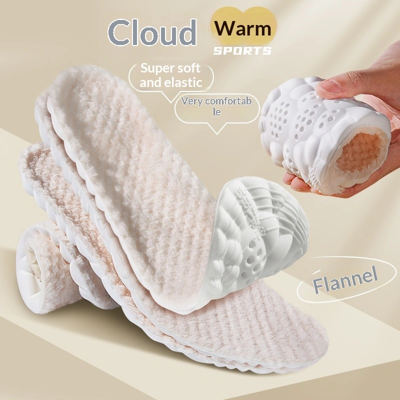 Thermal Fleece-Lined Thickened Pineapple-Grain Odor-Resistant And Breathable Flannel Insoles
