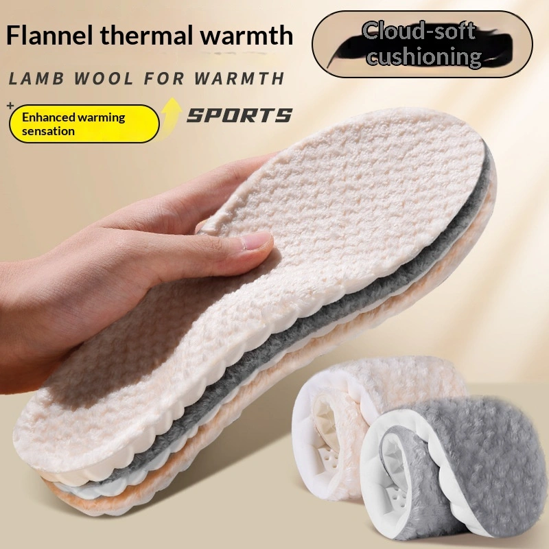 Thermal Fleece-Lined Thickened Pineapple-Grain Odor-Resistant And Breathable Flannel Insoles