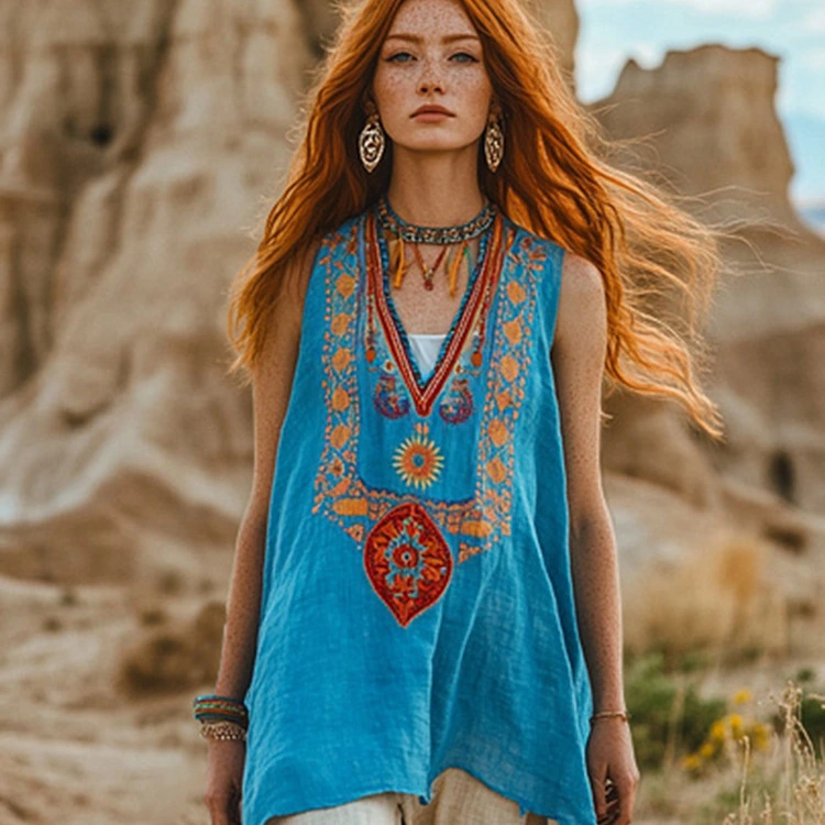 Women's Floral Printed V-neck Vest Top
